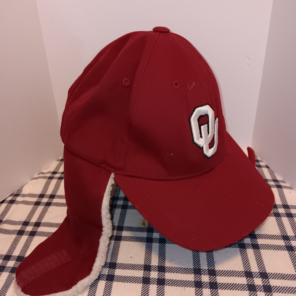 VINTAGE OU Oklahoma Sooners Sherpa Trapper hat Maroon
